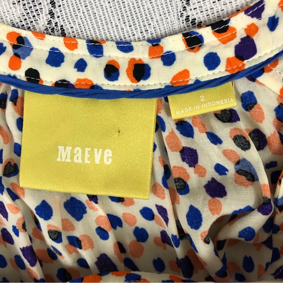 Women's Maeve Anthropologie White/Orange/Blue Abstract Sleeveless Blouse. Size 2 - Picture 8 of 11